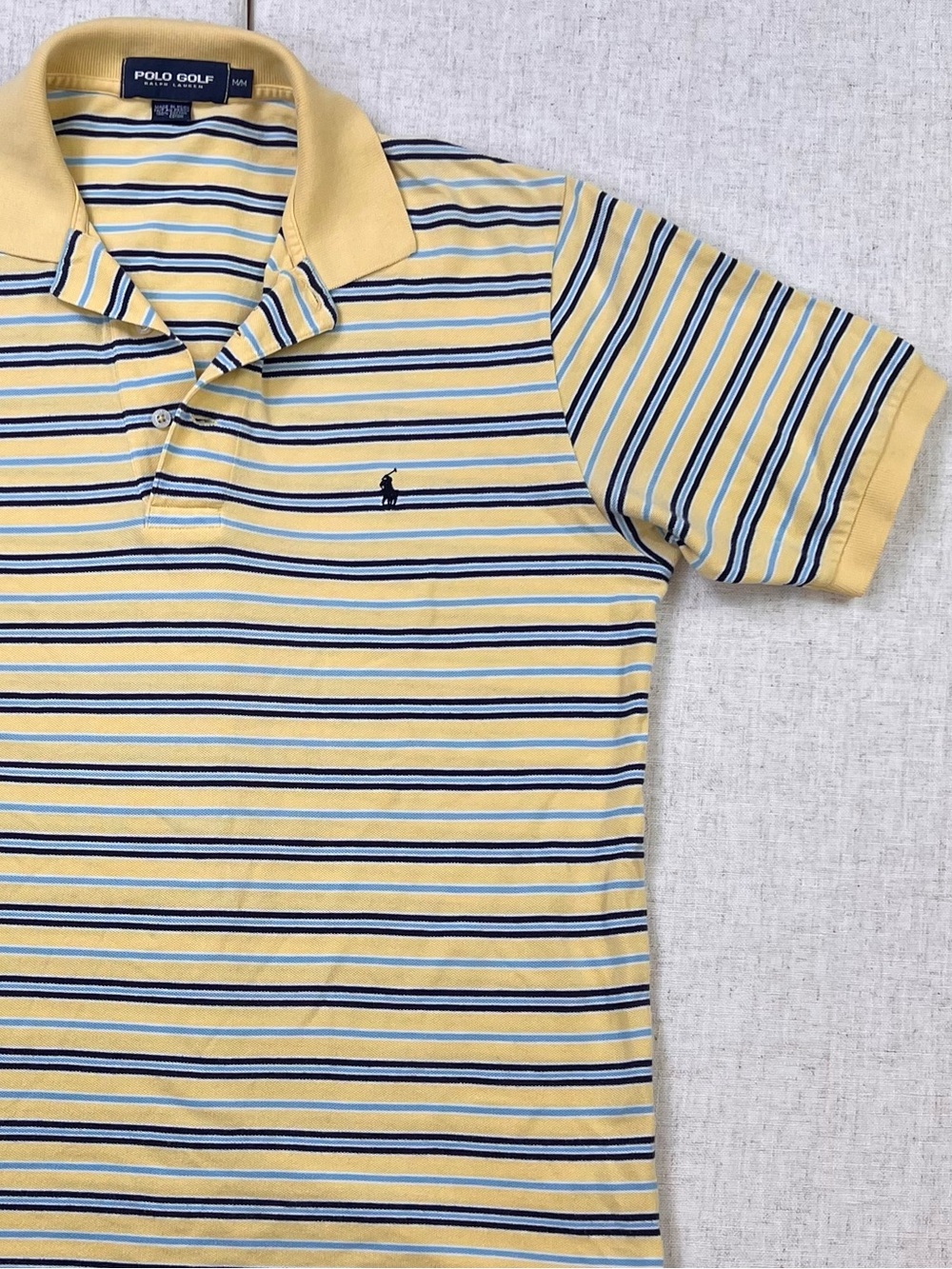 Vintage Polo Golf Ralph Lauren Yellow Striped Polo Shirt, Preppy Country Club M